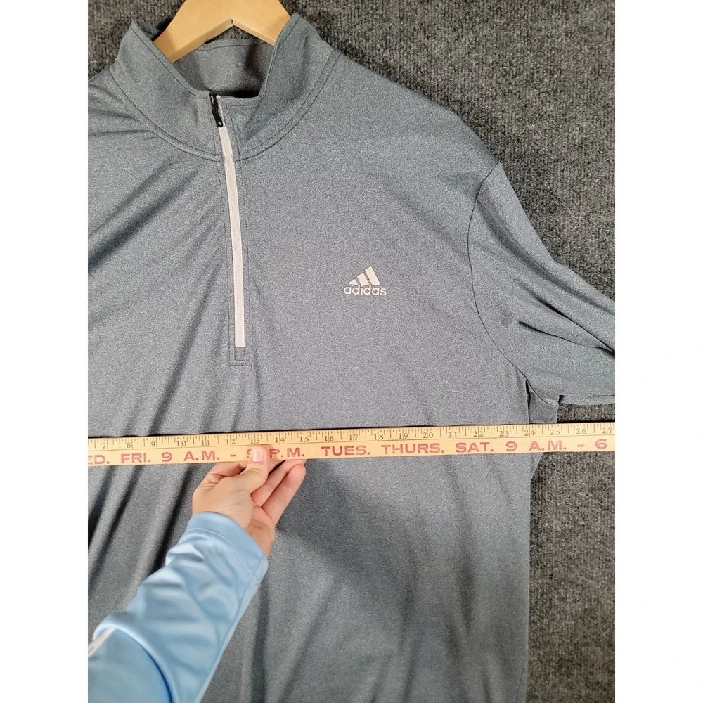 Adidas Shirt Mens XXL 1/4 Zip Performance Long Sleeve Active Workout Gray Golf